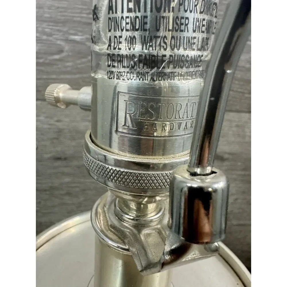 Restoration Hardware Polished Nickel Crystal Ball Table Lamp 32” Original Shade